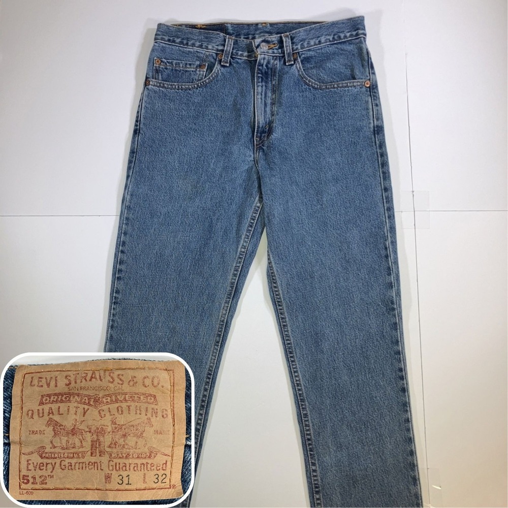 Vintage Levi's 512 Jeans Mens 31x32 Blue Denim Slim Tapered Made USA Y2K